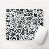 キャットニップの夢 – 黒オンホワイト マウスパッド (マウス)