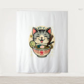 キャットヌードル日本のアニメがかわいい猫 タペストリー (正面)