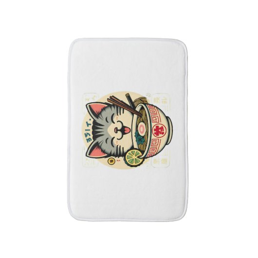 キャットヌードル日本のアニメがかわいい猫 バスマット (正面縦)