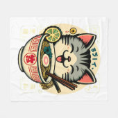 キャットヌードル日本のアニメがかわいい猫 フリースブランケット (正面(横))