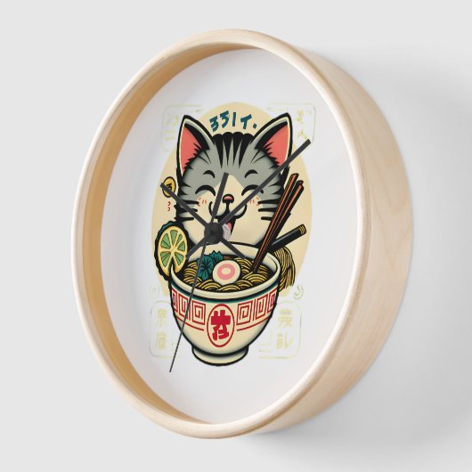 キャットヌードル日本のアニメがかわいい猫 壁時計 (傾斜)