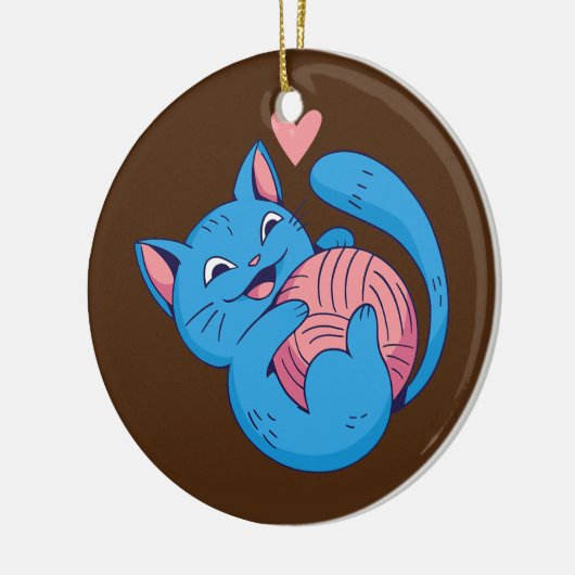 キャットハグスヤーンボール猫好き編み物クロシェティング セラミックオーナメント (左)