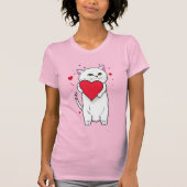キャットハグ赤いハート Tシャツ (正面)