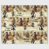キャットハッピーバースデーソングオーケストラ ラッピングペーパー (フラット)
