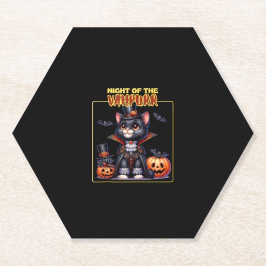 キャットハロウィン不気味キットンラバートリックまたはトリートK ペーパーコースター (正面)