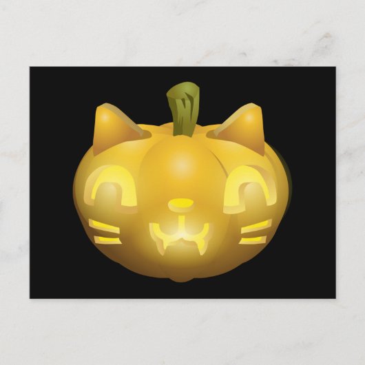 キャットハロウィーンのカボチャのちょうちん ポストカード (正面)