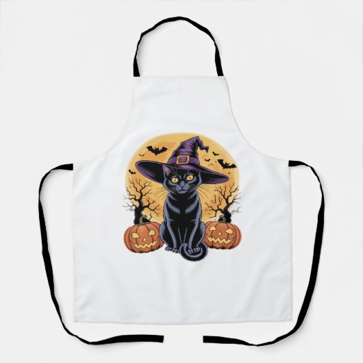 キャットハロウィーンカボチャ必須Tシャツ エプロン (正面)