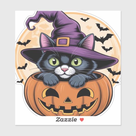 キャットハロウィーンカボチャ黒猫オーバーサイズTシャツ シール (シート)