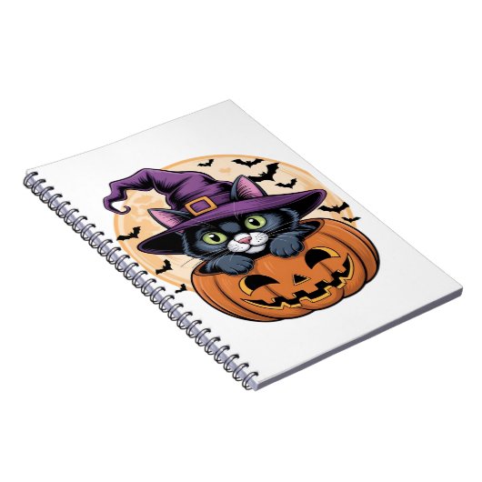 キャットハロウィーンカボチャ黒猫オーバーサイズTシャツ ノートブック (右側)
