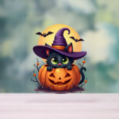 キャットハロウィーンカボチャ黒猫 アクリルサイン (ニュートラル)