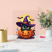 キャットハロウィーンカボチャ黒猫 アクリルサイン (ウェディング)