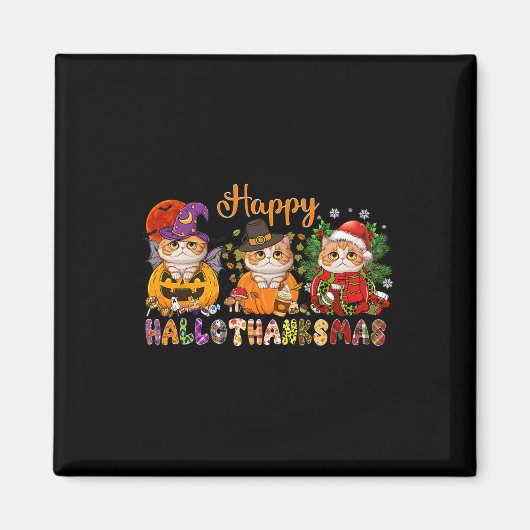 キャットハロウィーンクリスマスハッピーハロサンクサス感謝していマス マグネット (正面)