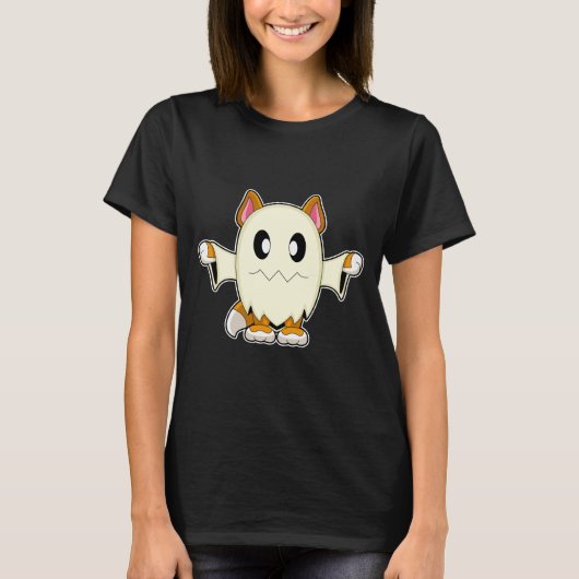 キャットハロウィーン幽霊 Tシャツ (正面)