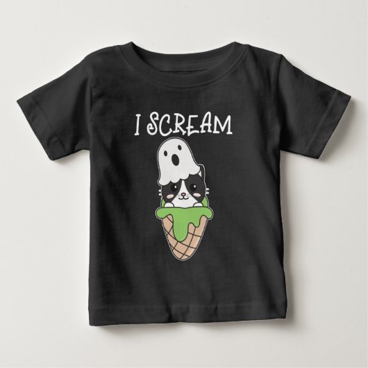 キャットハロウィーン幽霊Iスクリームパン ベビーTシャツ (正面)