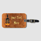 キャットハロウィーン怖いカートゥーンPumpkinライセンスPl ラゲッジタグ (正面横)