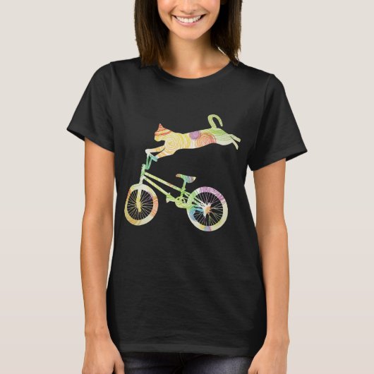 キャットバイクサイクリング自転車Tシャツ-贈り物 Tシャツ (正面)
