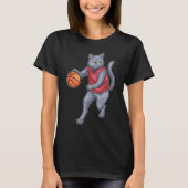 キャットバスケットボール選手バスケットボール Tシャツ (正面)