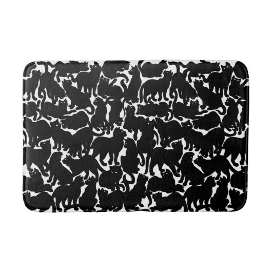 キャットバスマットブラックキャットアートバスルーム バスマット (正面)