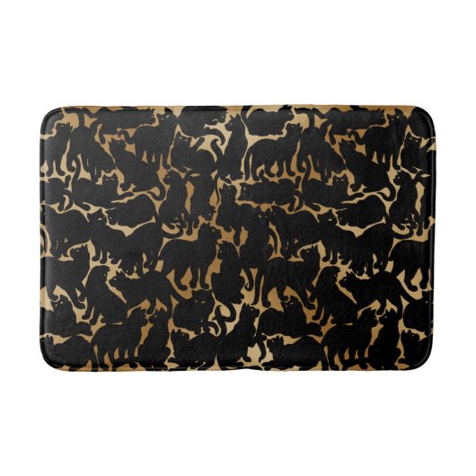 キャットバスマットブラックキャットアートバスルーム バスマット (正面)