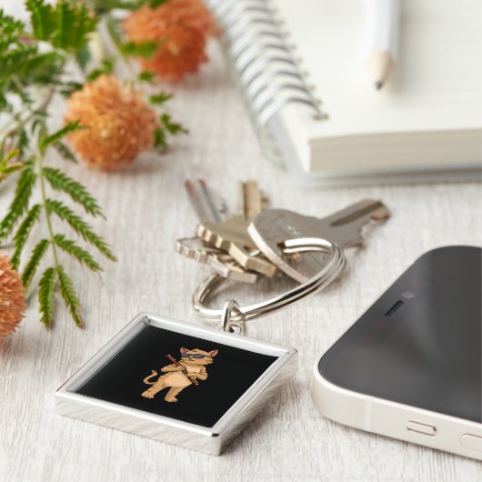 キャットバソニストギフトメンズジャズミュージックキャットバソン キーホルダー (側面)