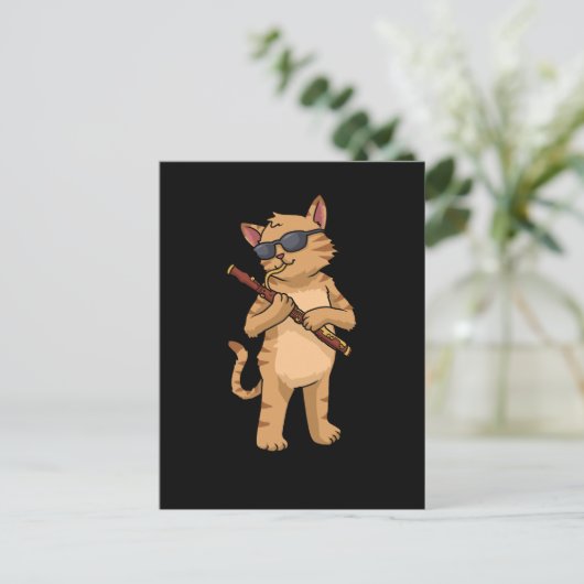 キャットバソニストギフトメンズジャズミュージックキャットバソン ポストカード (スタンド正面)