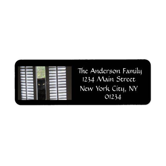 キャットバックシャッターズブラック/ホワイト差出人住所 ラベル (正面)