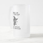 キャットバックルアップバターカップおかしなハロウィーン猫好き フロストグラスビールジョッキ (正面左)