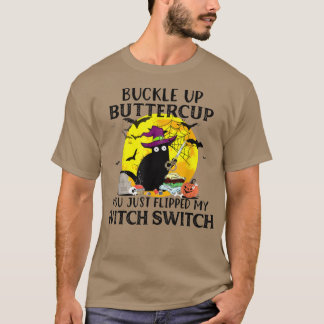 キャットバックルアップバターカップ私の魔女をフリップ Tシャツ