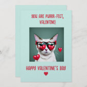 キャットバレンタインカード – Purrfectデザイン自分の投稿 シーズンカード (正面/裏面)