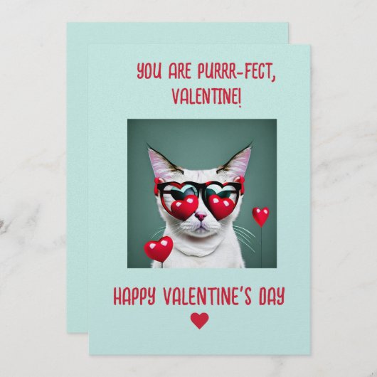 キャットバレンタインカード – Purrfectデザイン自分の投稿 シーズンカード (正面/裏面)