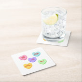 キャットバレンタインキャンディハート紙コースター スクエアペーパーコースター (インサイチュ)