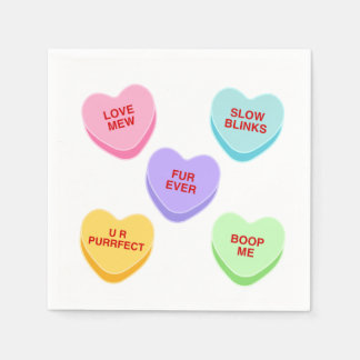 キャットバレンタインハート紙ナプキン スタンダードカクテルナプキン