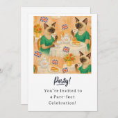 キャットバースデーパーティーイングリッシュアフタヌーンティー 招待状 (正面/裏面)