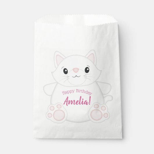 キャットバースデーパーティー子猫ピンク フェイバーバッグ (正面)