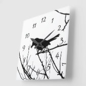 キャットバードシルエットラブバードウオッチング スクエア壁時計 (傾斜)