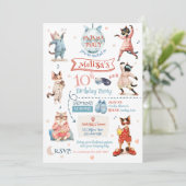 キャットパジャマパーティー誕生日招待状 招待状 (スタンド正面)