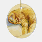 キャットパステルオレンジ虎猫ポリラックスーズ セラミックオーナメント (左)