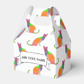 キャットパターンパーティーデコール名前をカスタムする フェイバーボックス (正面サイド)