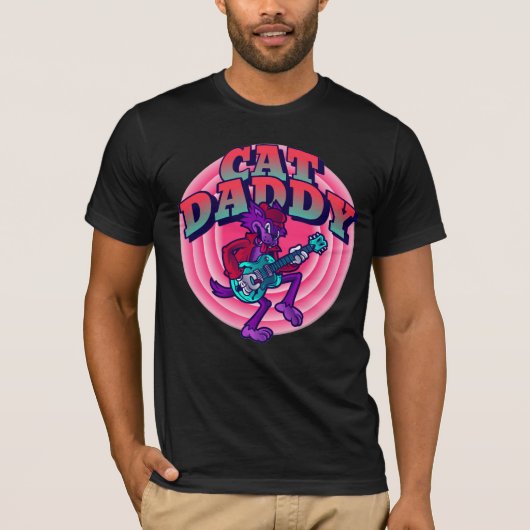 キャットパパおもしろいパパギターMENS Tシャツ (正面)