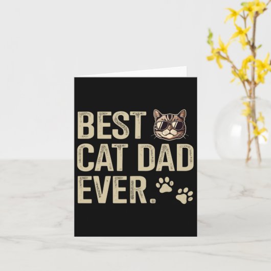 キャットパパフォーファーズデイ誕生日クリスマス カード (黄色い花)