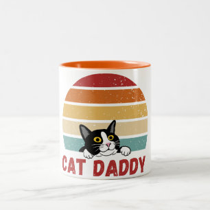 キャットパパヴィンテージキャット80sレトロスタイル 男性へ ツートーンマグカップ