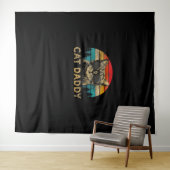 キャットパパヴィンテージ80年代スタイルキャットレトロディストリース タペストリー (インサイチュ(横))