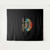 キャットパパヴィンテージ80年代スタイルキャットレトロディストリース タペストリー (正面(横))