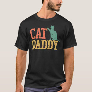 キャットパパヴィンテージ80年代スタイルキャットレトロディストリース Tシャツ