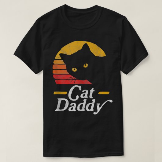 キャットパパヴィンテージ80年代スタイルキャットレトロディストリース Tシャツ (デザイン正面)