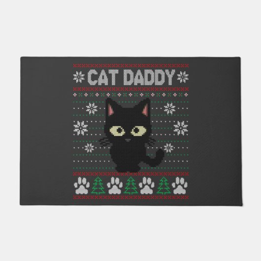 キャットパパ醜いクリスマスセーターPajama Kitty Cat ドアマット (正面)