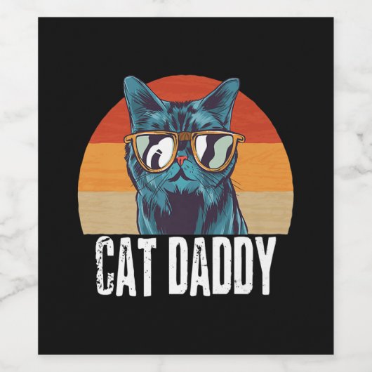 キャットパパ |父おもしろいの日の猫の贈り物 ワインラベル (シングルラベル)