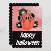 キャットパンプキンキッドハローウィンパーティ招待状 招待状 (正面/裏面)