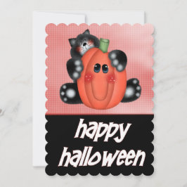 キャットパンプキンキッドハローウィンパーティ招待状 招待状