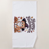 キャットパンプキンハッピーハローウィン ビーチタオル (正面)